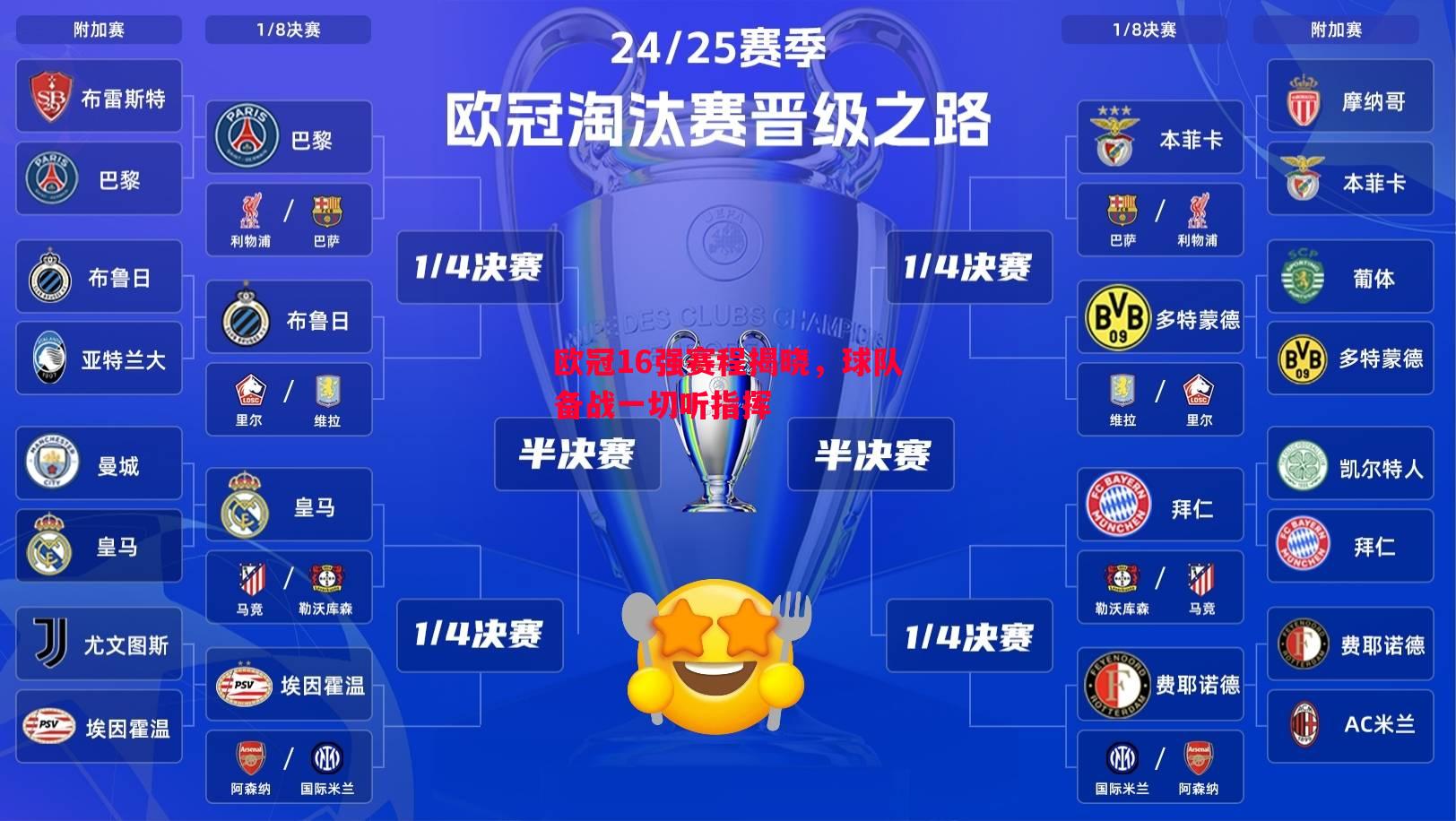 欧冠16强赛程揭晓,球队备战一切听指挥 欧冠16强赛程揭晓,球队备战一切听指挥