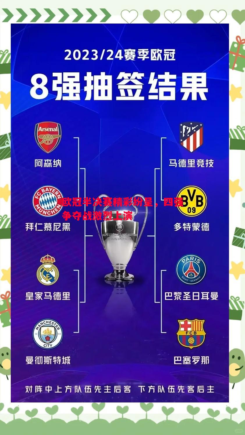 悟空体育官网-欧冠半决赛精彩纷呈，四强争夺战激烈上演